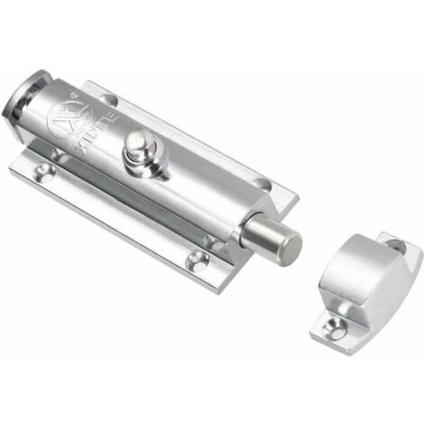 Verrou de porte à encastrer, verrou de sécurité à barillet coulissant en alliage de zinc de 4 pouces avec interrupt à ressort (nickelé) (1/4)