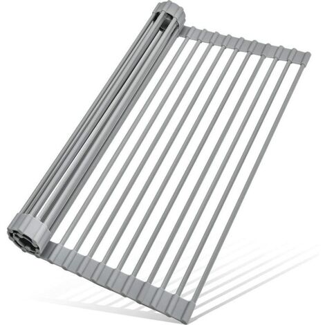 Égouttoir à vaisselle enroulable, égouttoir à vaisselle pliable, résistant à la chal, égouttoir à vaisselle en acier enduit de silicone pour comptoirs (1/5)