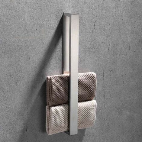 Porte-serviettes sans perage de salle de bain,Montage Mural,barre porte-serviettes vertical en acier inoxydable   (argent)40cm (1/5)