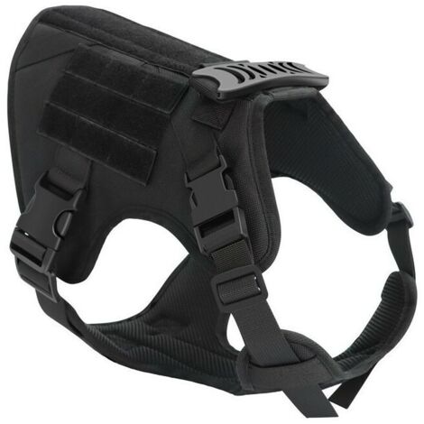 Harnais tactique noir XL pour chien, gilet à boucle pour chien de travail militaire, harnais pour chien d'entraînement militaire sans tension avec clip de ceinture pour la randonnée et la chasse (1/5)
