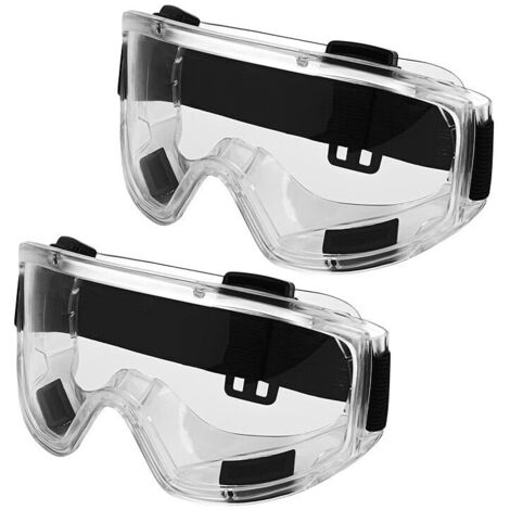 Lot de 2 lunettes de sécurité avec verres transparents antibuée et anti-rayures – Lunettes de sécurité ventilées et ajustées, antichocs pour laboratoire, meulage et bricolage – Hommes et (1/5)