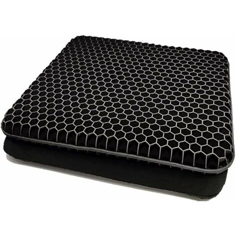 Coussin de chaise,Coussin de Gel Respirant, Coussin Anti Escarres, Soulage la Pression sur Le Orthopédique avec Housse Antidérapant pour Voiture/Bureau/Maison/Fauteuil Roulant (noir) (1/5)