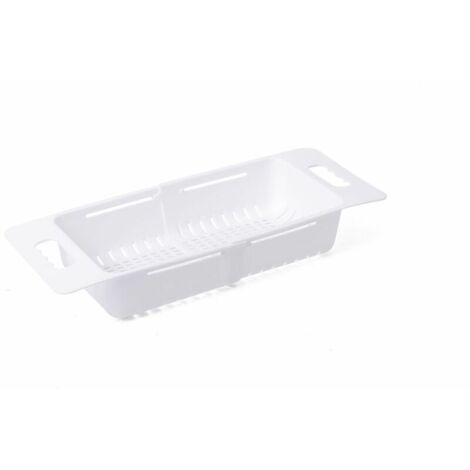Crépine pliable au-dessus de l'évier évier réglable panier à fruits et légumes égouttoir panier d'évier passoire extensible de cuisine panier de séchage de légumes, blanc (1/5)