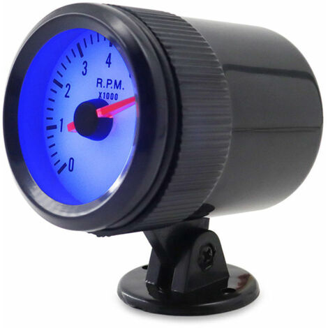 Jauge de tachymètre avec support noir pour voiture automatique 2 '' 52 mm 0-8000 tr/min lumière LED bleue - Le noir - Le noir, (1/5)