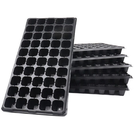 50 plateaux de semis minces avec dôme et base pour serre - Mini propagation pour la culture des graines (noir/6 pièces) (1/5)