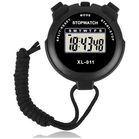 Chronomètre électronique étanche, chronomètre de sport multifonctionnel, montre d'arbitre de chronométrage numérique ABS extérie avec lanière (noir) (1/5)