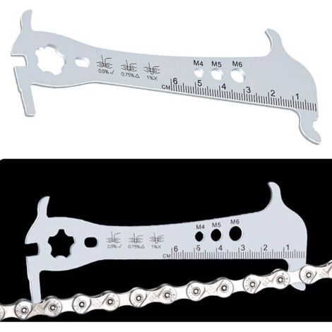 D'usure Chaine de Vélo Indicat d'usure Outil Règle Réparation Inoxydable Jauge de Chaîne Vérificat Indicat d'usure pour Bicyclettes. (1/5)