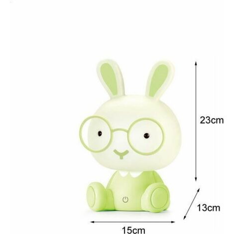 1pc Veilleuse LED pour Enfants, USB Lampe de Chevet Lapin, Lampe de Table, Chambre Salon Chambre d'enfant Cadeau,15X13X23CM(lapin vert) (1/3)