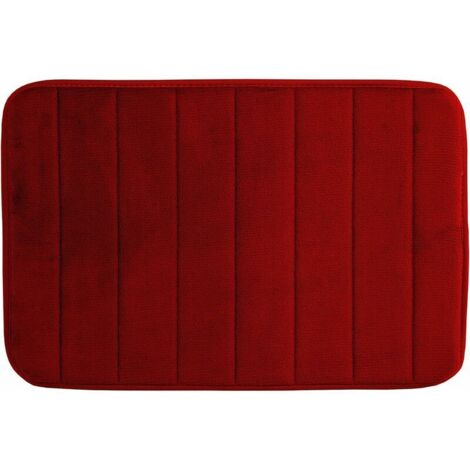 Tapis de bain doux en mousse à mémoire de forme – Tapis de salle de bain antidérapant et absorbant en caoutchouc pour cuisine et salle de bain 30 x 50cm,Rouge vineuse (1/5)