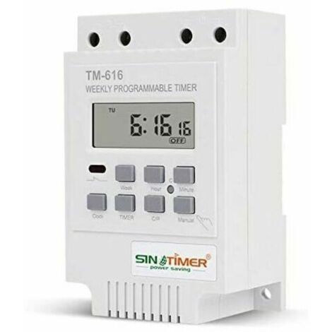 1x TM616 Programmat interrupt relais, 12V minuterie programmat horaire électrique hebdomadaire numérique timer interrupt avec écran numérique LCD - Blanc (1/5)