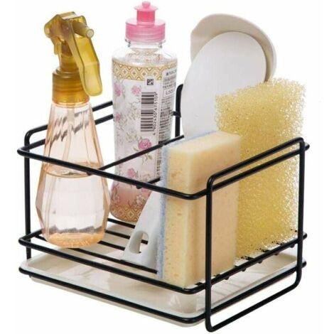Porte-éponge Rangement pour évier de cuisine Fer Porte-éponge Panier Porte-ustensiles Chiffon et brosse de nettoyage Porte-liquide pour lave-vaisselle Porte-savon (1/5)