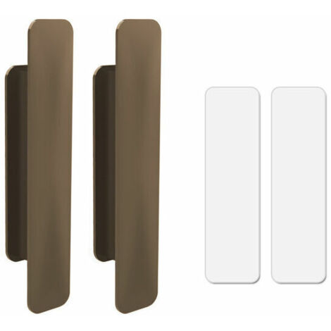 12 Pièces Poignée Porte En Plastique,Poignées de Auto-Adhésives,Poignée De Porte Collante,pour Porte Fenêtre,Tiroir,Armoire,Réfrigérat,Coller Sur les Poignées pour Portes en Verre (Brun) (1/5)