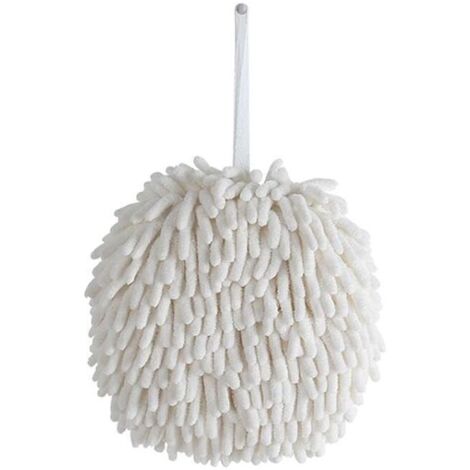 Serviette de ménage boule suspendue serviette de cuisine absorbante séchage rapide salle de bain mignon tissu scandinave-blanc (1/3)