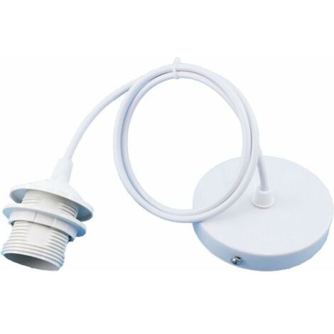 E27 Porte Lampe Suspension,E27 Pendentif Lampes Suspendues Accessoires,E27 Lampe Suspendue Accessoires Avec 1.5m Cable,pour Bar,Café,Magasin de Vêtements,Maison,Htel (Blanc) (1/5)