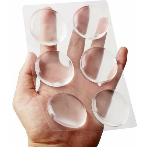 5 Pièces Butées de Porte, 4cm Butée de Poignée Murale, Butoir de Porte Autocollant, Bouton de Porte en Caoutchouc Transparent Ronde Pour Porte Sol Mur Placard Tiroir Meuble (1/5)