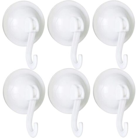 Lot de 6 cintres muraux réutilisables avec crochet à ventouse de 70 mm, imperméables et sans traces, adaptés pour manteaux, écharpes, serviettes, sacs, salle de bain, cuisine, clés de bur (1/5)