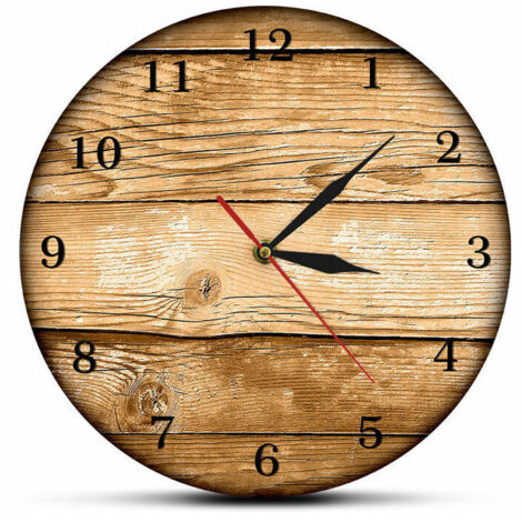 Horloge murale, en bois, 100 % silencieuse sans tic-tac, diamètre 33 cm, design, pour salon, chambre et cuisine (1/5)