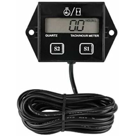 Compt Horaire de Tachymètre Numérique LCD,Intervalle d'entretien Programmable et Réinitialisable,Surface étanche,Utilisation pour Le Générat de Tract de Tondeuse à Gazon (1/5)