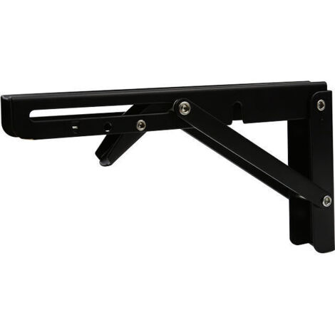 Supports pliants 300 mm, 2 supports de console pliants noirs, supports d'étagère pliants, supports de console pliants rétractables robustes, supports d'étagère, adaptés pour garage, cuis (1/5)