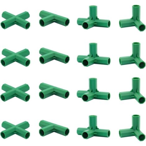 Lot de 16 raccords de 16 mm 4 types de support stable robuste pour cadre de serre Convient pour treillis de raisin, écran solaire, abri de jardin (1/5)