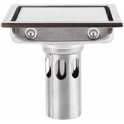 Siphon De Sol Drain De Douche Carré 110 mm En Acier Inoxydable 304 Drain De Plancher Cheveux Crépine Insert De Tuile Anti-Encrassement Anti-od Pour Cuisine Salle De Bain Large Calibre WC Balcon (1/5)