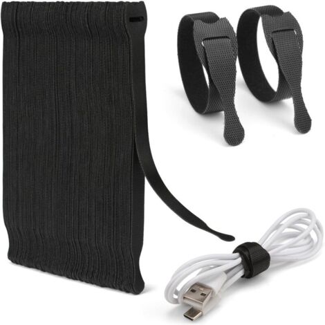 Lot de 120 Serre Câble Réutilisables en Nylon, [200 MM x 12 MM] Attaches de Câble Réglables à Crochet et Boucle, Gestion des Câbles pour Bureau, Maison, Jardin et autres