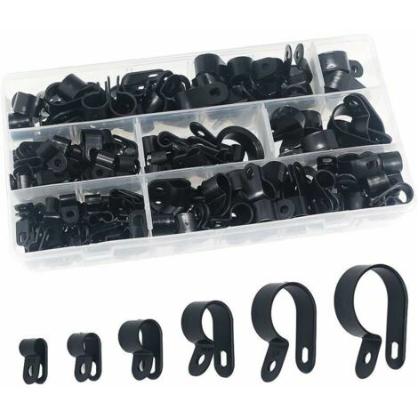 Pinces en plastique en nylon 200 pièces - Attaches pour conduits, câbles, gaines et gaines Ø 5/6/10/13/19/23mm (1/4)