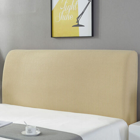 Housse de tête de lit extensible, petite housse de tête de lit carrée en jacquard, housse de tête de lit anti-poussière pour chambre à coucher (sable) (1/5)