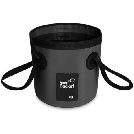 Seau Pliable, 20 litres Seau Pliable Portable Seau Pliant pour Bassin De Lavage pour Voyage, Randonnée, Pêche, Bateau, Jardinage(Black) (1/4)