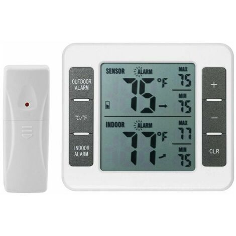 Thermometre Numerique Sans Fil Refrigerat Alarme Sonore Thermometre Interi Exteri Avec Capt Thermometre Congelat Min / Max Record Temperature, 1 Capt (1/5)