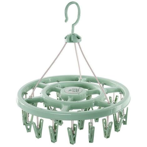 1pc Etendoir-Chaussette, Étendoir à Linge à Suspendre avec 24 Pinces, Portable Étendoir Chaussettes en Plastique, Séchoir à Chaussettes avec Crochet clips anti-Vent, pour sous-vêtements,Serviettes,ver (1/4)