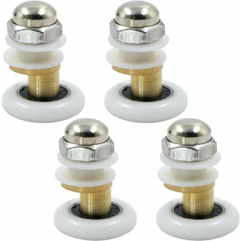 Poulie de porte de douche - Roulettes de Douche Roue pour Coulissantes Rouleaux De Douche Laiton Cabine de Douche Porte a Roulette Roue de Porte Poulies Accessoire Matériel Outil 4PCS 23mm,Starlight (1/5)