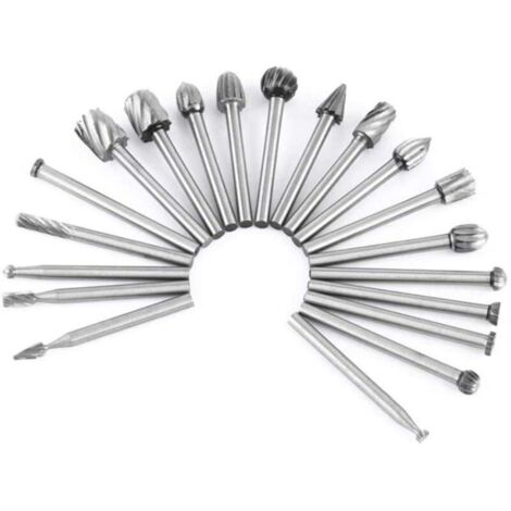 Fraises Rotatives, 20Pcs Acier au Tungstène Fraisage HSS Fraise Bois Outil de Routage du Bois avec 1/8 '' 3mm Tige pour Accessoires Outil Rotatif pour Bricolage Menuiserie, Gravure, Perç (1/5)