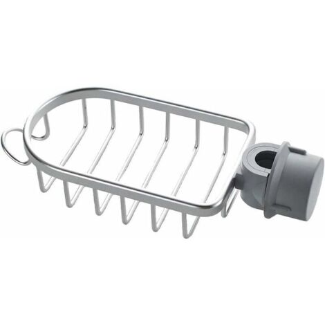 Etagère de salle de bain Étagère de douche en aluminium argenté ou noir à visser et réglable en haut (argent) (1/5)