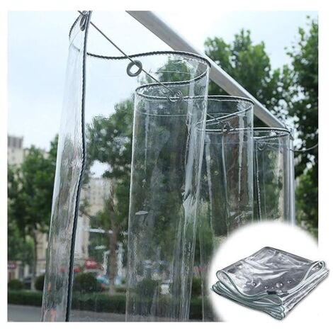 Bâche De Protection Transparente, 0,3 MM D'épaiss Bâche Imperméable en PVC Transparent Boutonnière en Métal Antirouille Utilisé pour La Terrasse Extérie, Distance du Trou 50cm