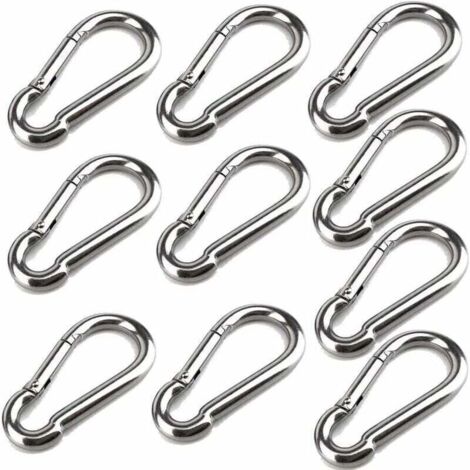10 Mousquetons De 40 Mm X 4 Mm, Mousqueton En Acier Inoxydable 304 Avec Mousqueton, Capacité De Charge Jusqu'À Environ 80 Kg. (1/5)
