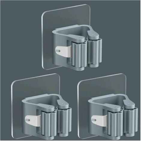 3Pièces Porte-Balai, Rack Auto-Adhésif Porte Vadrouille, sans Percer, Support Mural pour Cuisine, Salle de bain, Garage, Jardin Support de Rangement Organisation Carivent 664.5cm (1/5)