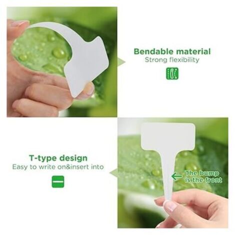 Étiquettes de plantes en plastique de Type T, étiquettes de jardin de pépinière, étiquettes de jardinage réutilisables avec marqus, blanches, 100 pièces (1/5)