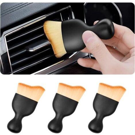 3 Pièces Brosse de Detail pour Voiture, Pinceaux Nettoyage Voiture, Brosses Poussière Auto avec Poils Doux, Voiture Détail Brosse pour Mot, Tableau de Bord et Intéri (Brun) (1/5)