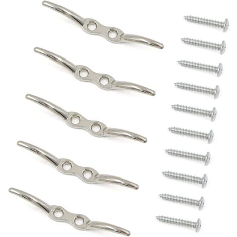 Taquets d'amarrage Crochet Aveugle Mât 5 Pièces en Acier Inoxydable Serre Câble Crochet de Mât de Drapeau Taquet D'amarrage Taquet de Bateau Accessoires Vis de Montage Incluses.11cm (1/5)