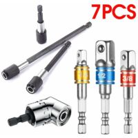 VURAHOME - 7Pcs Extension Bar Hex Shank Socket Adapter Foret Impact Socket Square Kit Tool