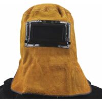 VURAHOME - Welding Mask Hooded Welder's Helmet Leather Protective Hood Comfortable Mask with Goggle Eye and Face Protection
