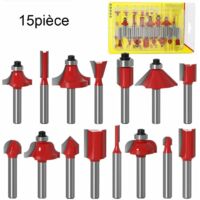 VURAHOME - 15pcs 6.35mm Tige Fraises à Défoncer Kit Coffret Fraise pour Defonceuse en Carbure de Tungstène Outil de Travail du Bois de Carbure de Profil -Versailles