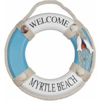 VURAHOME - En Bois Nautique Vie Nautique décoratif bouée de Sauvetage bouée Maison Mur Porte tentures décor, Plage décor bouée de Sauvetage, Signe Piscine décorations (Bleu Clair)