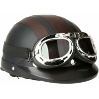 Casque de moto Vespa casque d'hiver coupe-vent avec visière UV lunettes de Style rétro Vintage 54-60cm