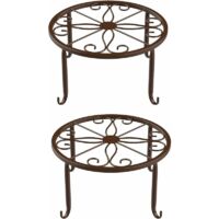 VURAHOME - 2 Pièces Support Pot Fleur en Métal, Stand de Fleurs Stand de Plantes, Trépied pour Plantes en Métal, Convient pour Les Bureaux et Les Balcons, Peut être Utilisé pour Placer des Pots Fleurs