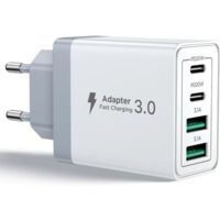 VURAHOME - Cargador USB C, 40W Premio de 4 puertos USBC Cargador rápido para iPhone, Multi Sector PD+QC 3.1A Tipo C Adaptador para iPhone 16 15 14 13 12 11 Pro Max X XS XR 8 7 6S Plus Mini SE, iPad, S