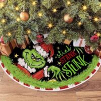 Christmas Tree Skirt Collar 48" Green Soft Farmhouse Christmas Holiday Decoration