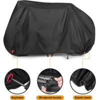 Funda para bicicleta de exterior, tela Oxford 210D, impermeable, para 2 bicicletas con orificios para bloqueo, hebilla resistente al viento, bolsa de almacenamiento para bicicletas de carretera MTB al