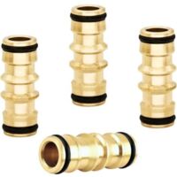 4 Raccords de Tuyau d'Arrosage en Laiton 1/2"" Mâle et Femelle, Connecteur Tuyau Arrosage, Embout Tuyau Arrosage, Compatible Raccord Gardena, Double Connecteur Rapide pour Jardin (Noir + Or)